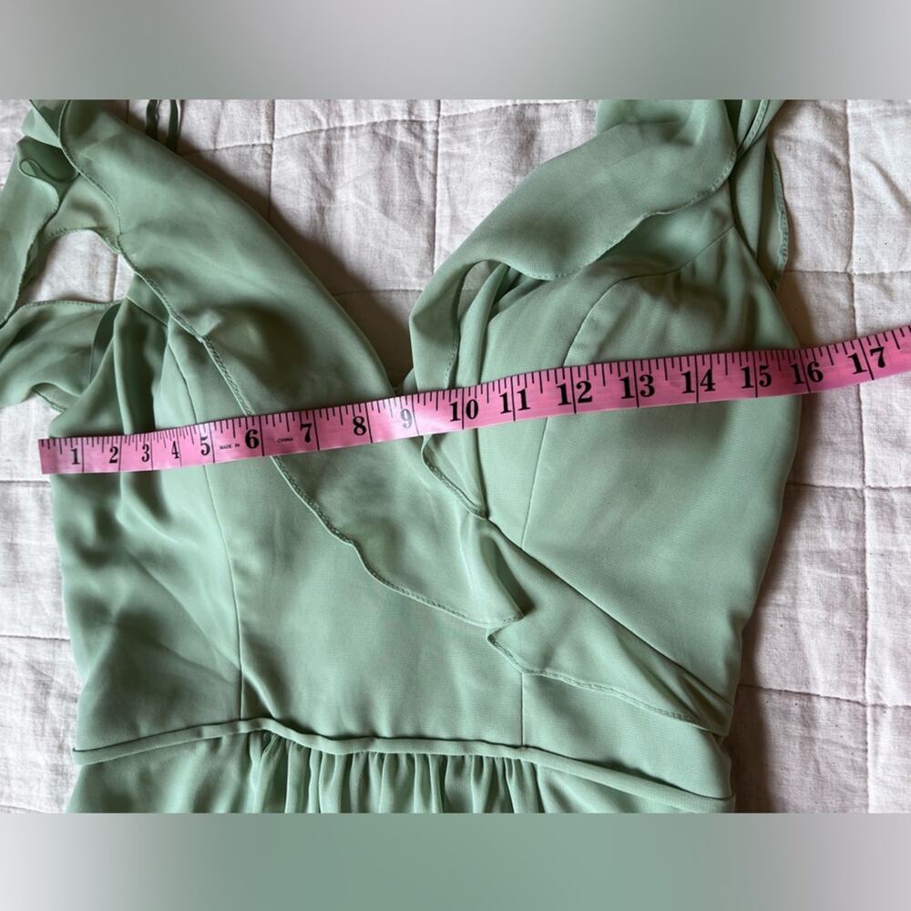 Mori Lee Elegant Light Green Off-Shoulder Chiffon Empire Waist Formal Dress - 4 - Picture 6 of 11
